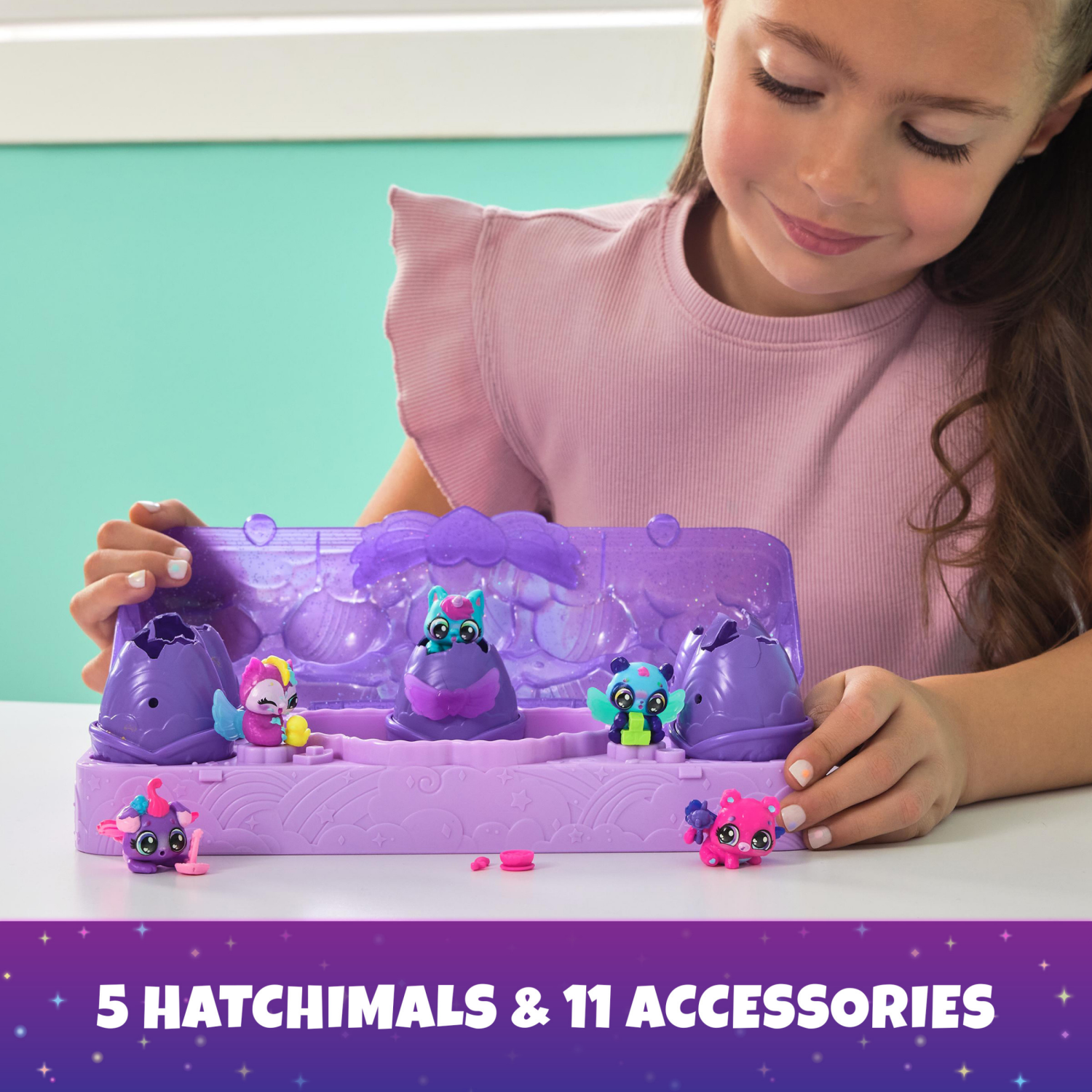 slide 6 of 8, Hatchimals Alive, Neon Rainbow Egg Carton Toy with 5 Mini Figures in Color Reveal 1 Set, 1 ct
