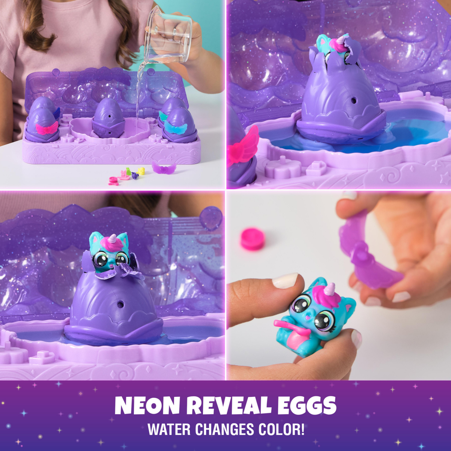 slide 7 of 8, Hatchimals Alive, Neon Rainbow Egg Carton Toy with 5 Mini Figures in Color Reveal 1 Set, 1 ct