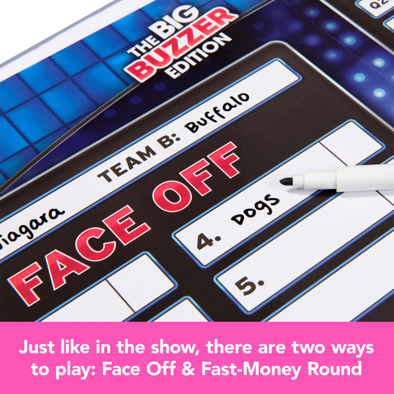 slide 5 of 5, Family Feud The Big Buzzer Edition Party Card Game, 1 ct