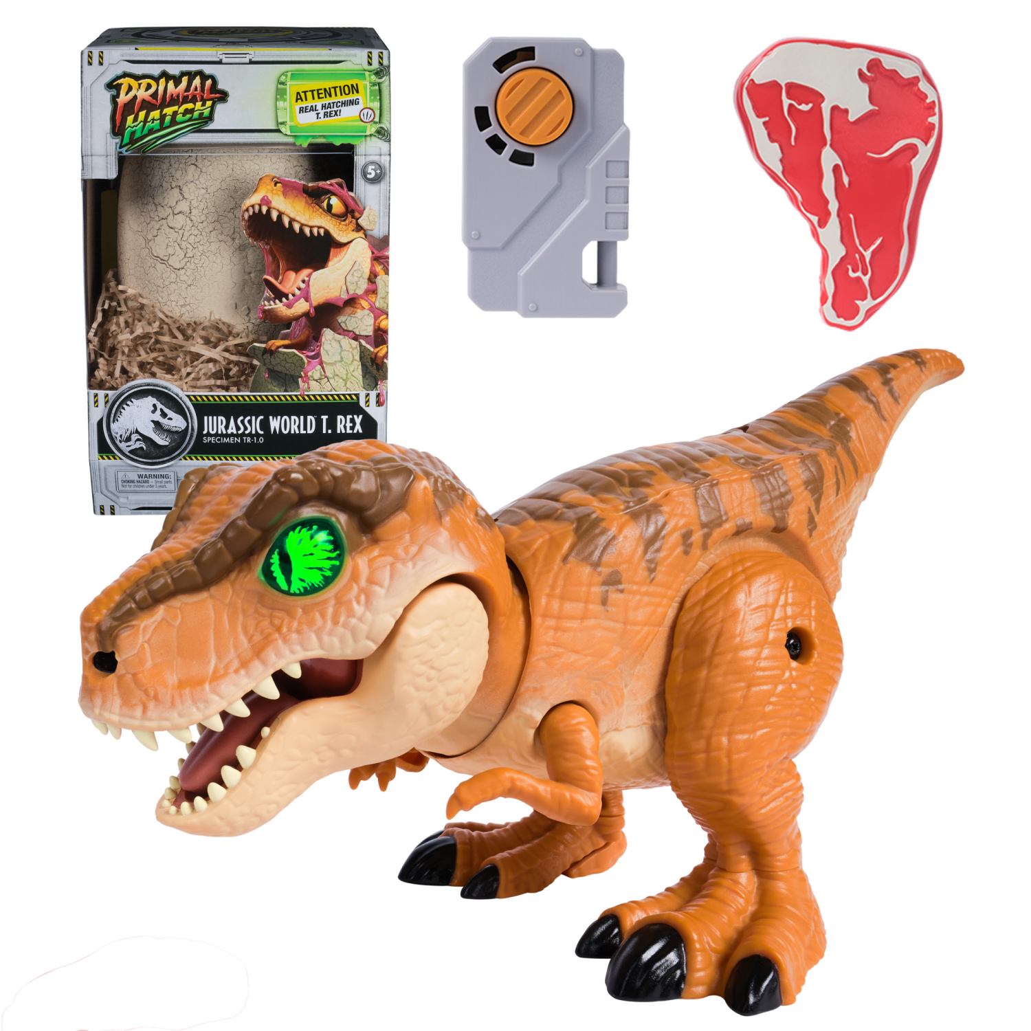 slide 1 of 8, Primal Hatch Interactive Hatching Dino Action Figure - Green, 1 ct