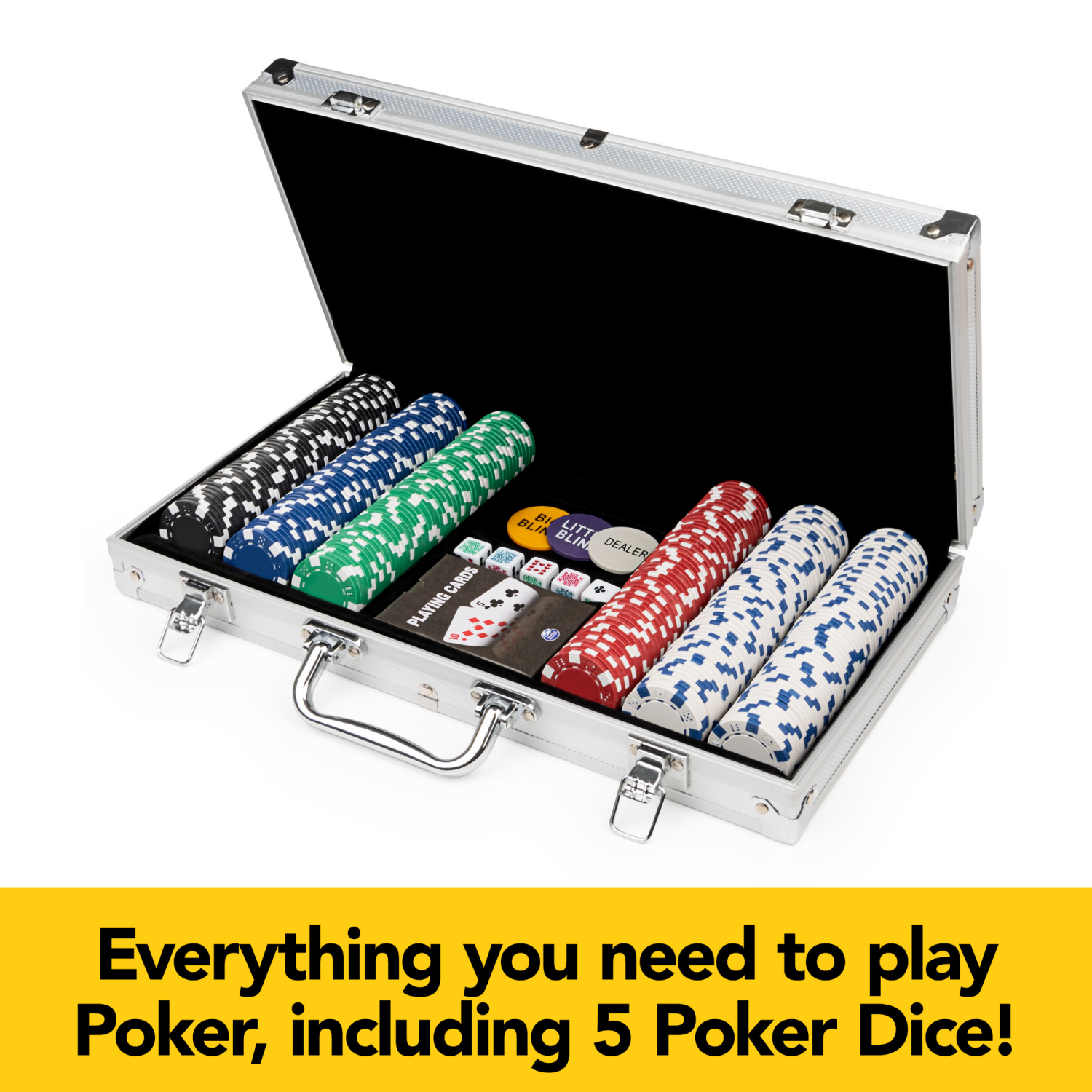 slide 2 of 7, Spin Master Games, Cardinal Classics, 300-Piece Poker Set with Aluminum Carrying Case & Professional Weight Chips & Poker Dice, for Ages 8 and up 1 Each, 1 ct