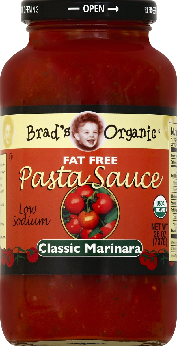 slide 2 of 2, Brad's Organic Fat-Free Low-Sodium Marinara, 26 oz