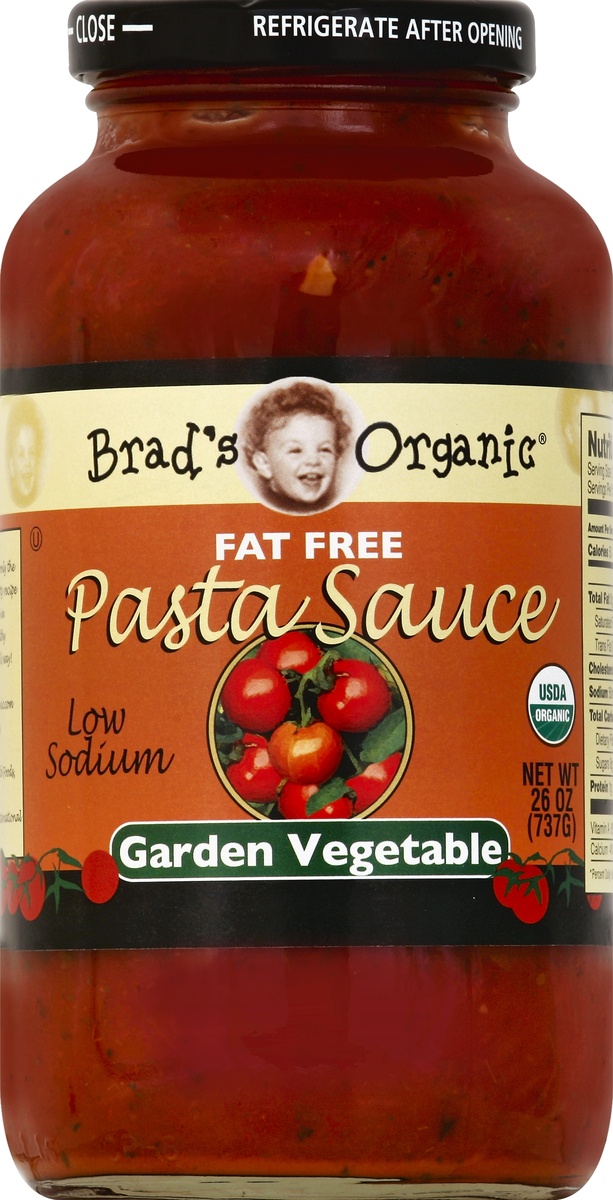 slide 2 of 2, Brad's Organic Fat-Free Low-Sodium Garden Vegetable Pasta Sauce, 26 oz