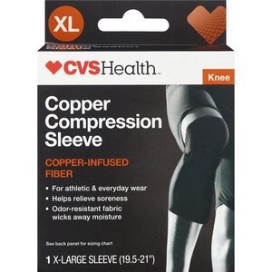 slide 1 of 1, CVS Health Knee Copper Compression Sleeve, X-Large, 1 ct