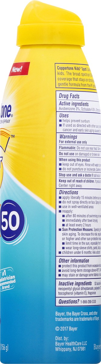 slide 8 of 9, Coppertone Kids Sport Sunscreen Continuous Spray Spf 50, 5.5 oz