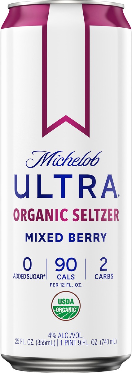 slide 3 of 6, Michelob Ultra Mixed Berry Organic Seltzer, 25 fl. oz. Can, 4% ABV, 25 fl oz