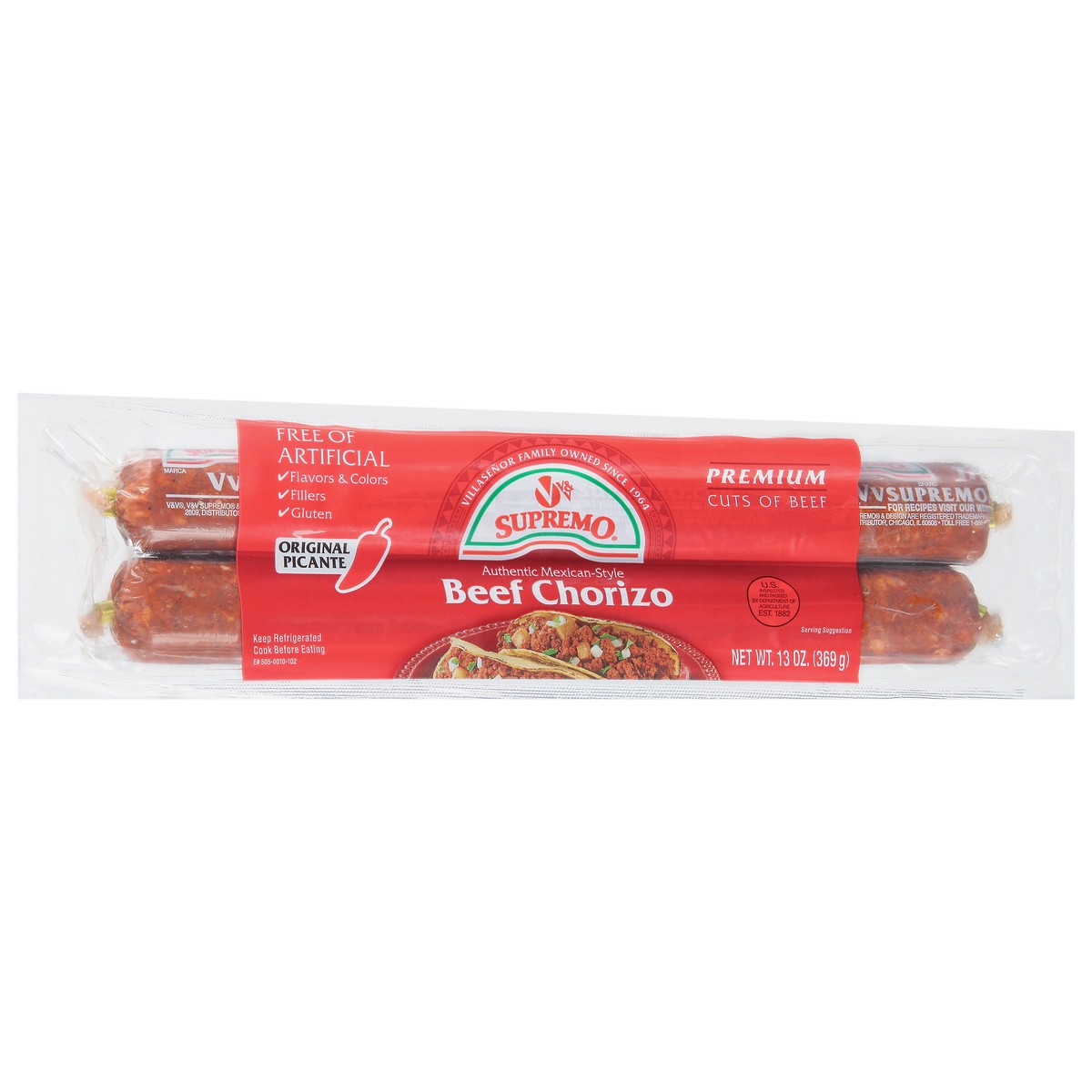 slide 7 of 9, Supremo Authentic Mexican-Style Original Picante Beef Chorizo 13 oz, 13 oz