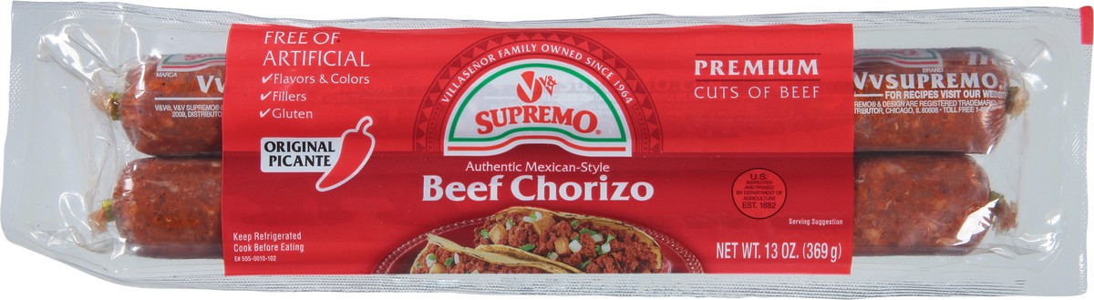 slide 4 of 9, Supremo Authentic Mexican-Style Original Picante Beef Chorizo 13 oz, 13 oz