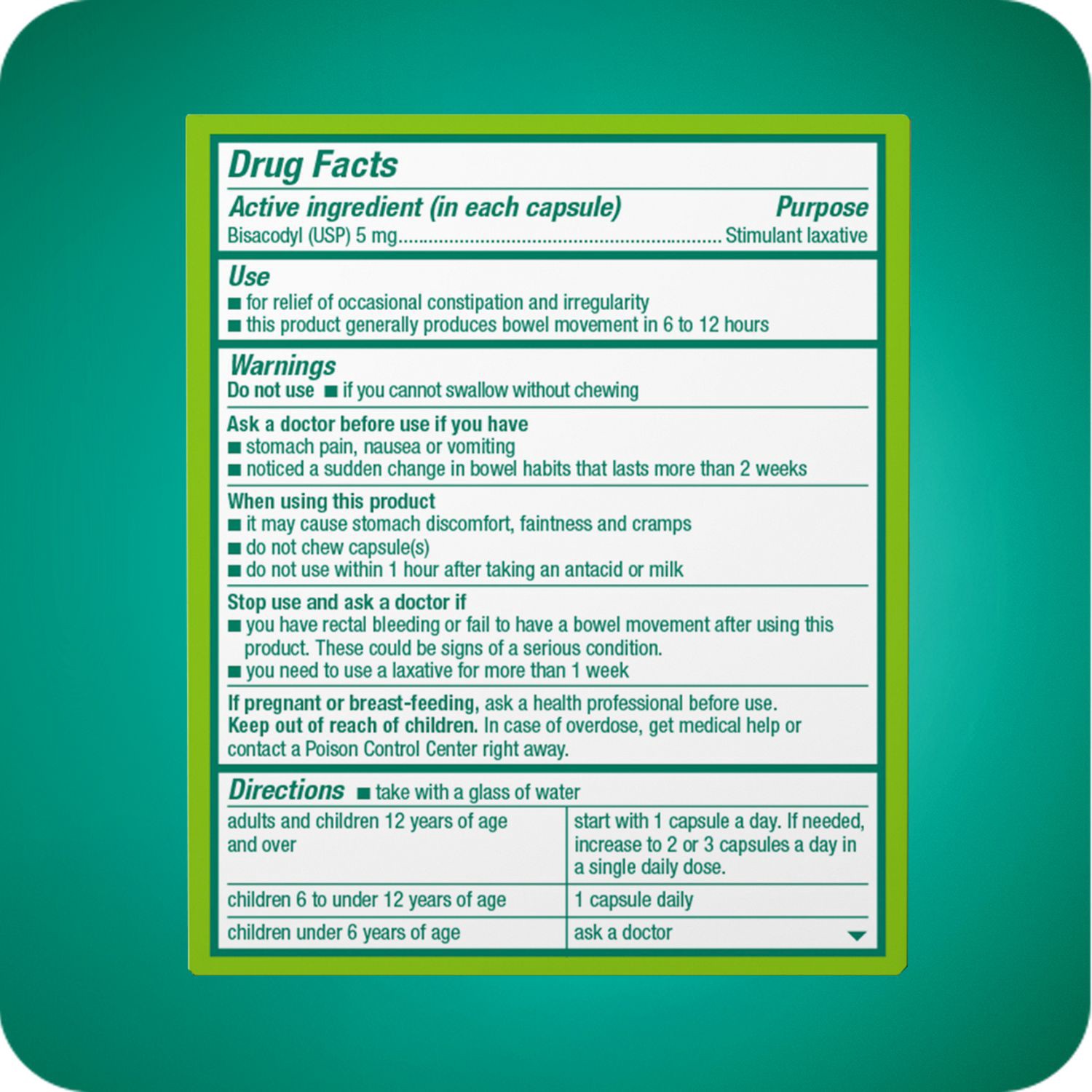 slide 2 of 9, Dulcolax Stimulant Liquid Gel Bisacodyl (USP) 5 mg Laxative 20 Liquid Gels, 20 ct