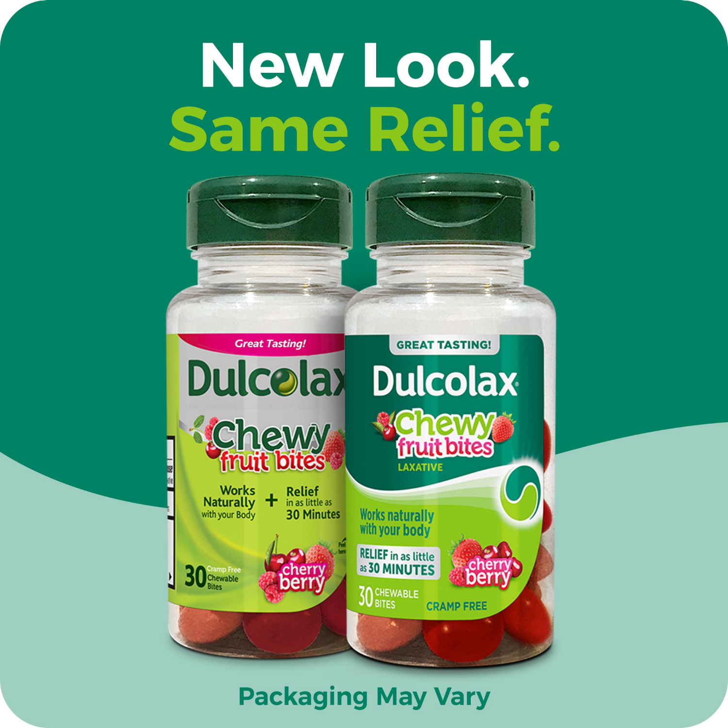 slide 4 of 5, Dulcolax Chewy Fruit Bites Cherry Berry Saline Laxative, 30 ct