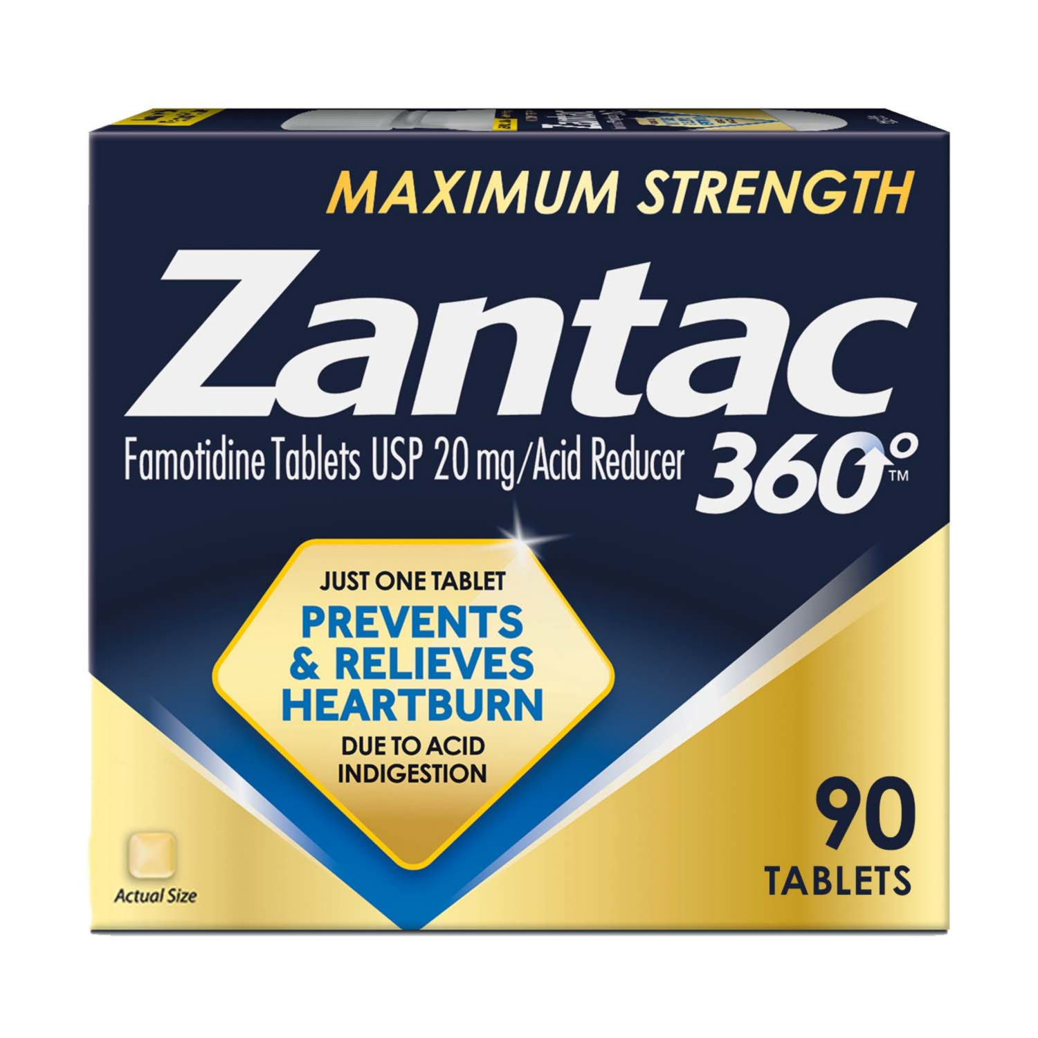 slide 1 of 7, Zantac 360 Tablets Maximum Strength Acid Reducer 90 ea, 90 ct