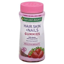 Nature's Bounty Strawberry Flavored 2500 mcg Biotin per Serving Hair, Skin & Nails 80 Gummies