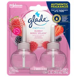 Glade PlugIns Scented Oil 2 Refills, Air Freshener, Bubbly Berry Splash, 2 x 1.34 oz