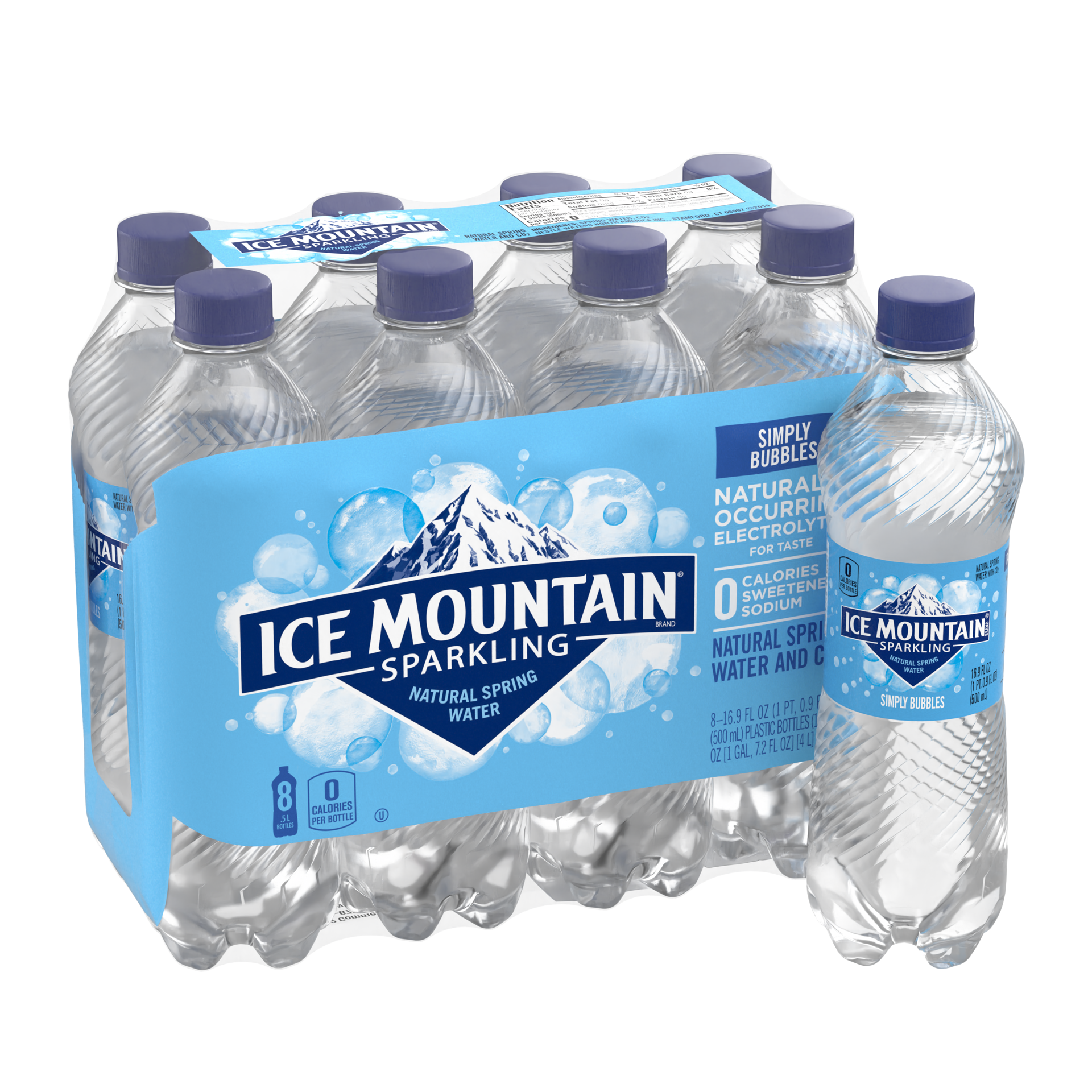 slide 3 of 5, Ice Mountain Sparkling Water, Simply Bubbles, 16.9 oz. Bottles (8 Count), 16.9 fl oz