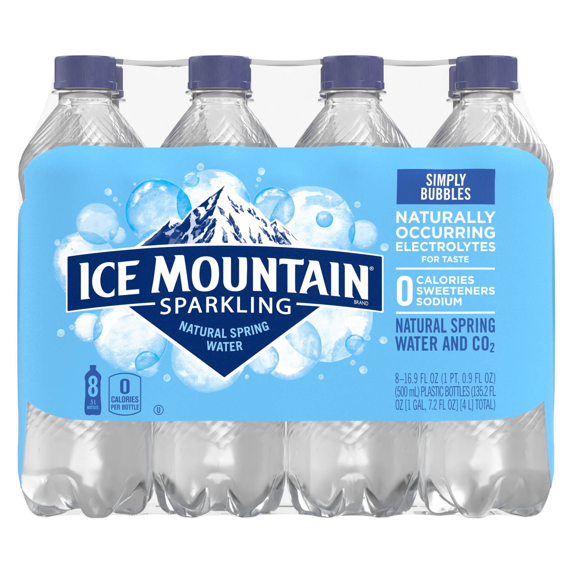 slide 1 of 5, Ice Mountain Sparkling Water, Simply Bubbles, 16.9 oz. Bottles (8 Count), 16.9 fl oz