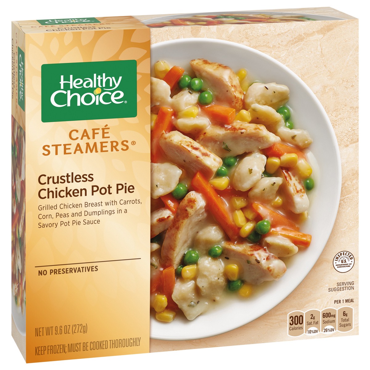 slide 2 of 9, Healthy Choice Cafe Steamers Crustless Chicken Pot Pie, 9.6 oz