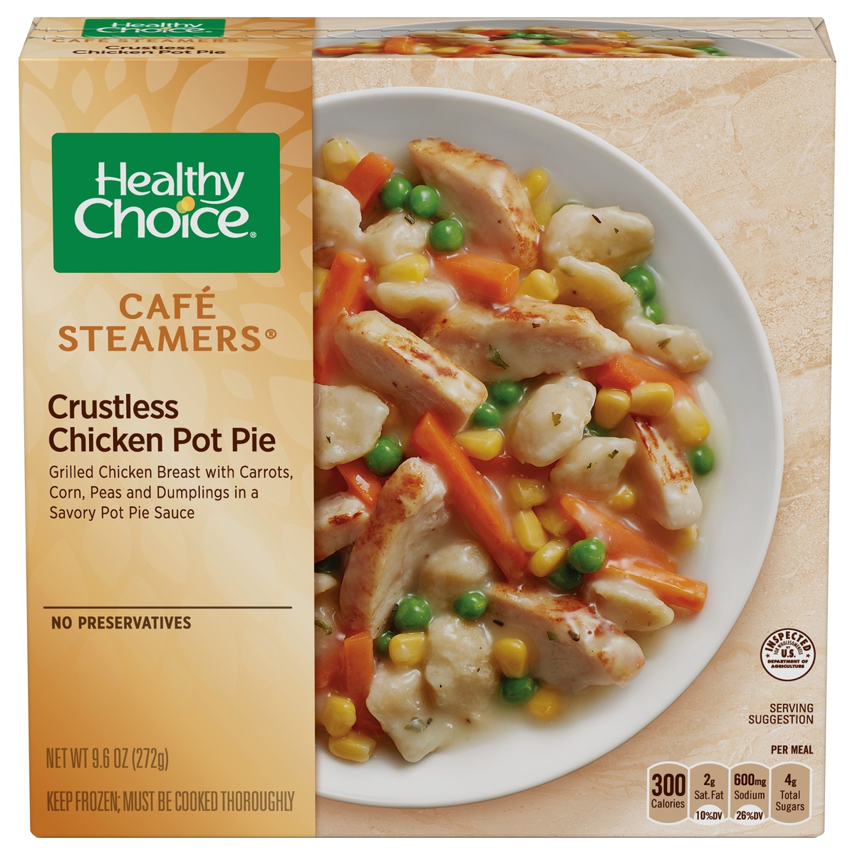 slide 1 of 1, Healthy Choice Cafe Steamers Crustless Chicken Pot Pie, 9.6 oz