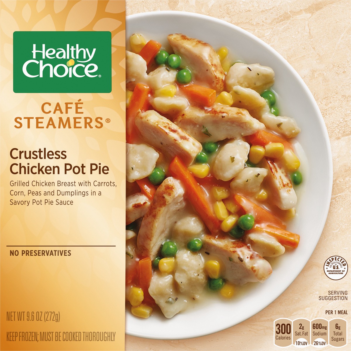 slide 6 of 9, Healthy Choice Cafe Steamers Crustless Chicken Pot Pie, 9.6 oz