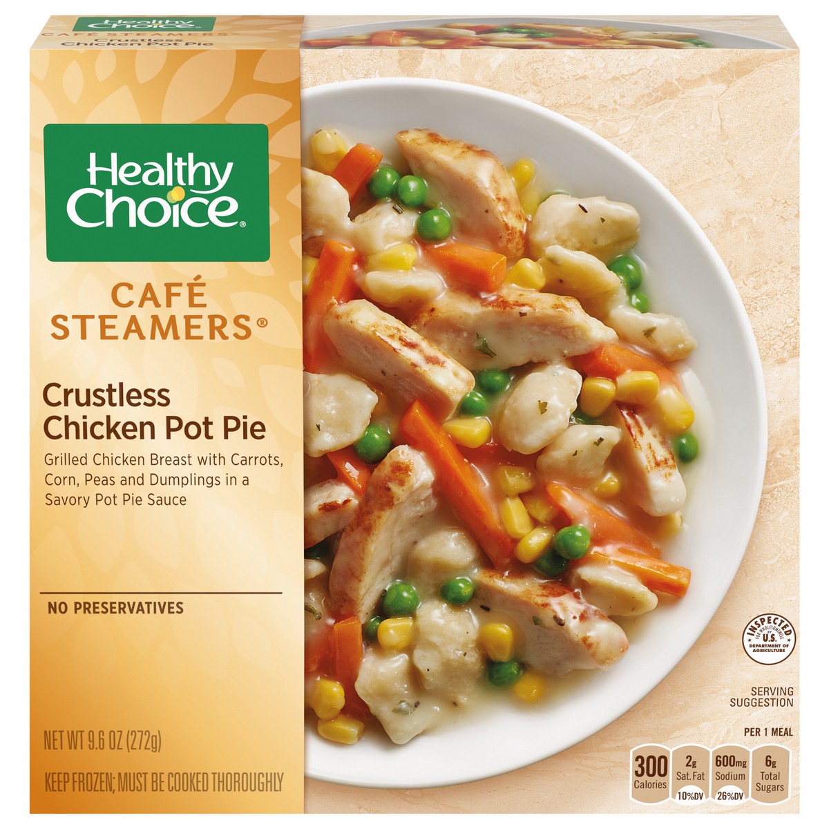 slide 1 of 9, Healthy Choice Cafe Steamers Crustless Chicken Pot Pie, 9.6 oz