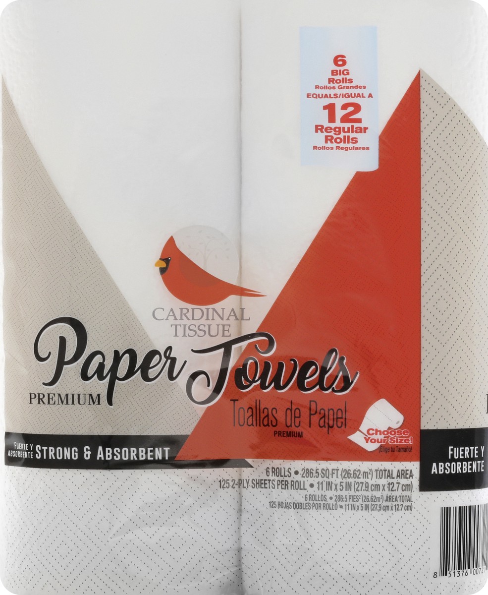 slide 3 of 11, Cardinal Tissue Premium Big Rolls 2-Ply Paper Towels 6 ea, 6 ct