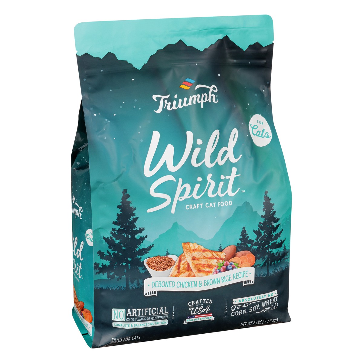 slide 11 of 11, Triumph Wild Spirit Deboned Chicken & Brown Rice Recipe Food for Cats 7 lb, 7 lb