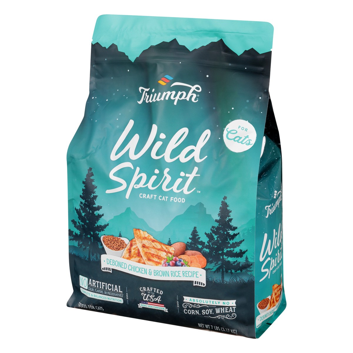 slide 8 of 11, Triumph Wild Spirit Deboned Chicken & Brown Rice Recipe Food for Cats 7 lb, 7 lb