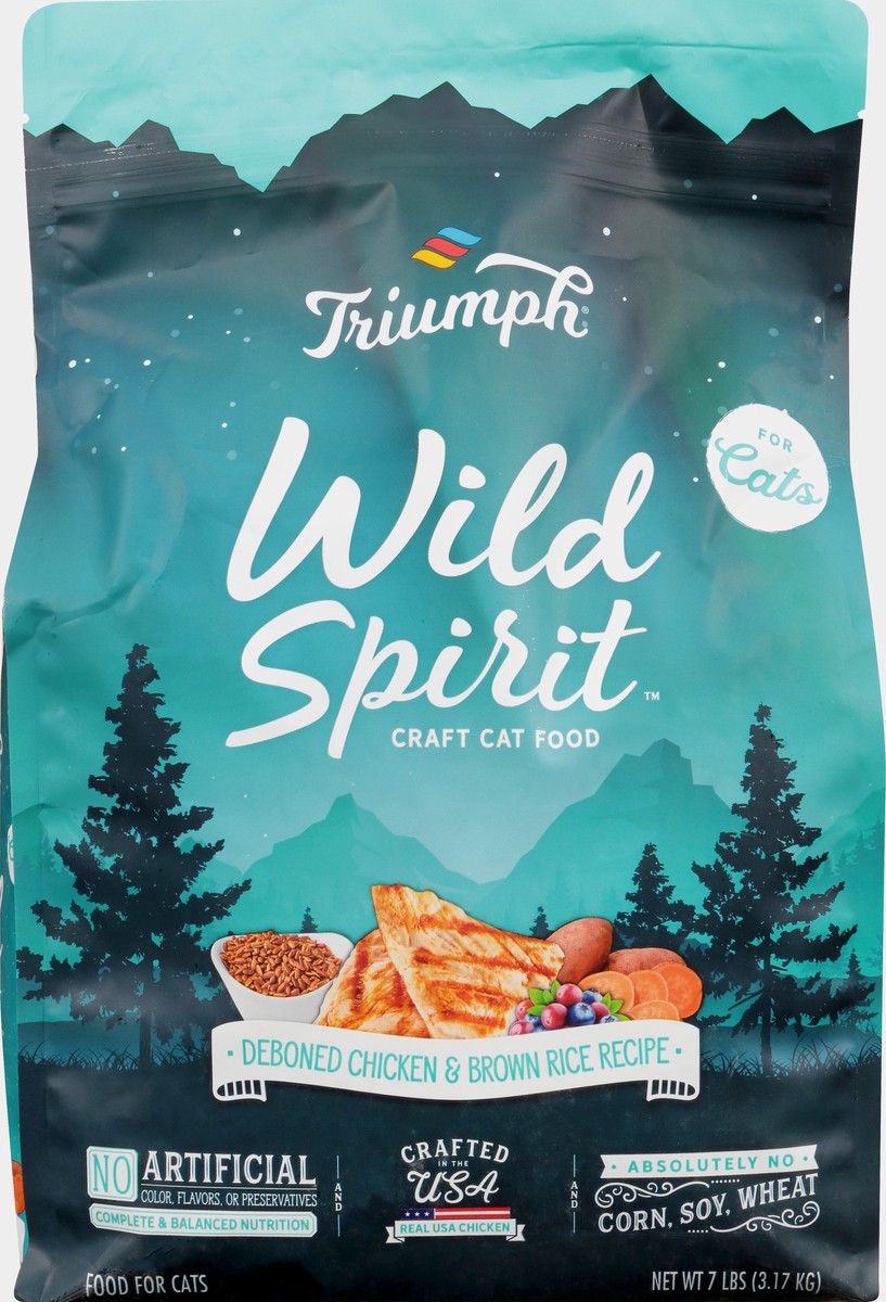 slide 4 of 11, Triumph Wild Spirit Deboned Chicken & Brown Rice Recipe Food for Cats 7 lb, 7 lb