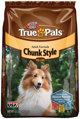 slide 1 of 1, Western Family True Pals Dry Chunk Dog Foo, 16 lb