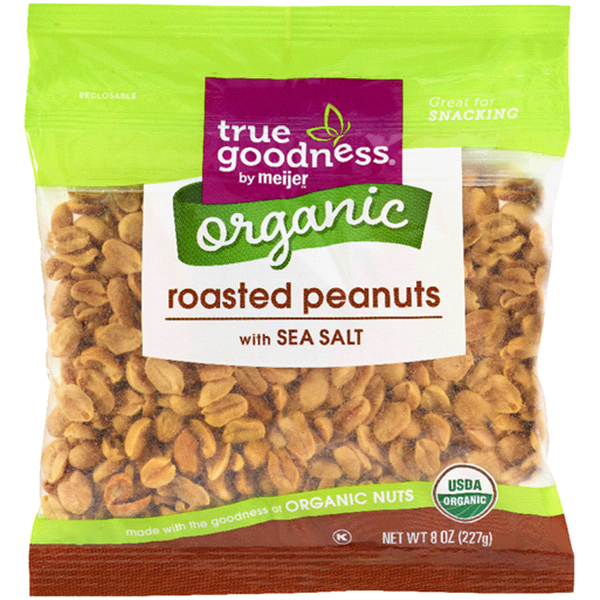 slide 1 of 1, True Goodness Organic Peanuts Roasted Salted, 8 oz