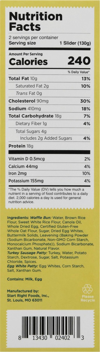 slide 5 of 14, Start Right Turkey Sausage & Egg White Waffle Sliders 2 ea, 2 ct