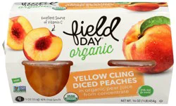 Field Day Org Diced Peach Cups - 4 ct