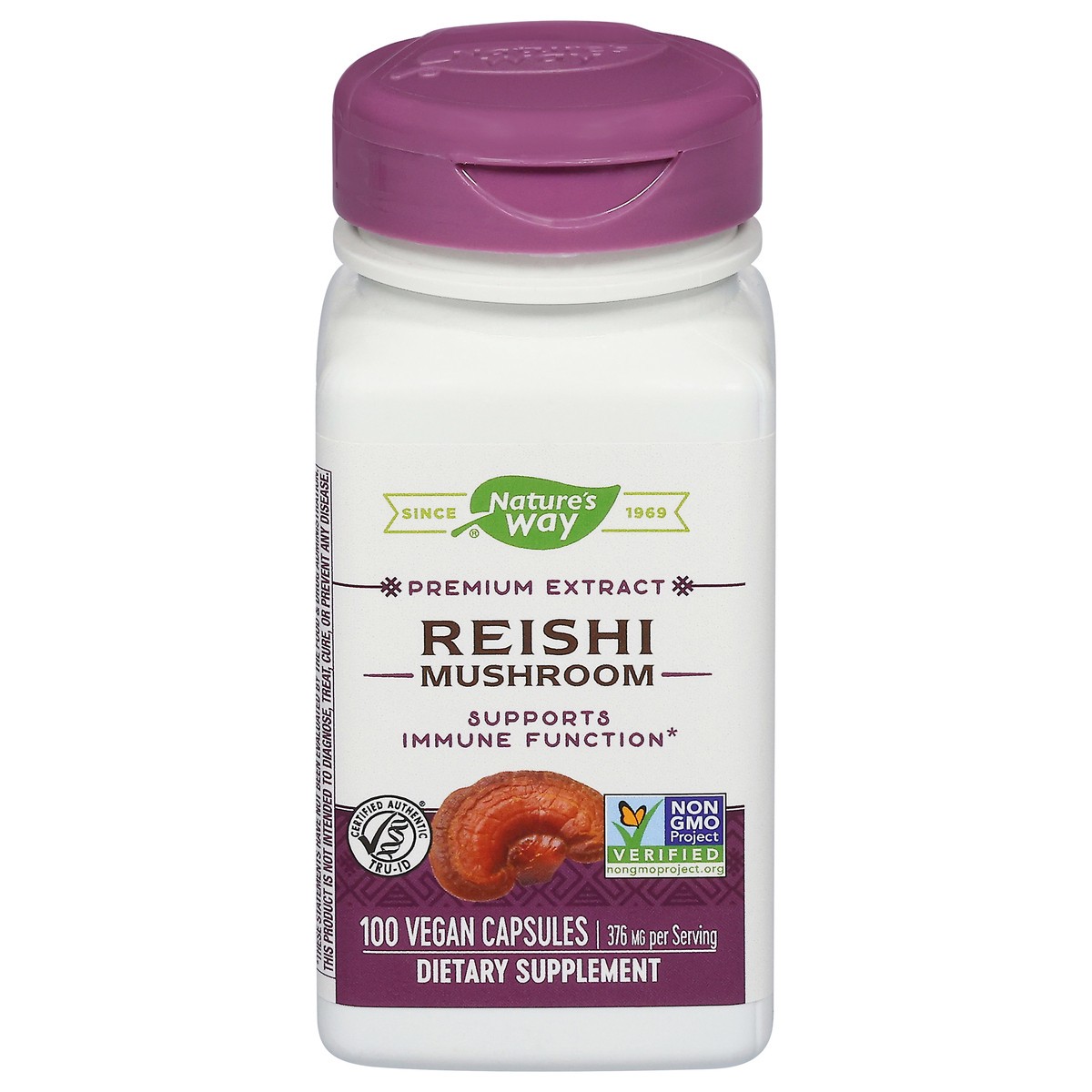 slide 1 of 8, Nature's Way 376 mg Premium Extract Reishi Mushroom 100 Vegan Capsules, 100 ct