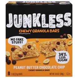 Junkless Chewy Peanut Butter Chocolate Chip Granola Bars 8 - 1.1 oz Bars