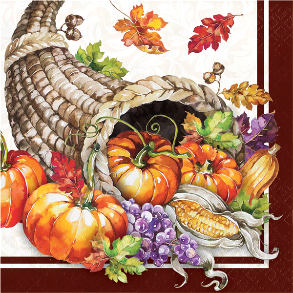 slide 1 of 1, Creative Converting Thanksgiving Cornucopia Lunch Napkin, 16 ct