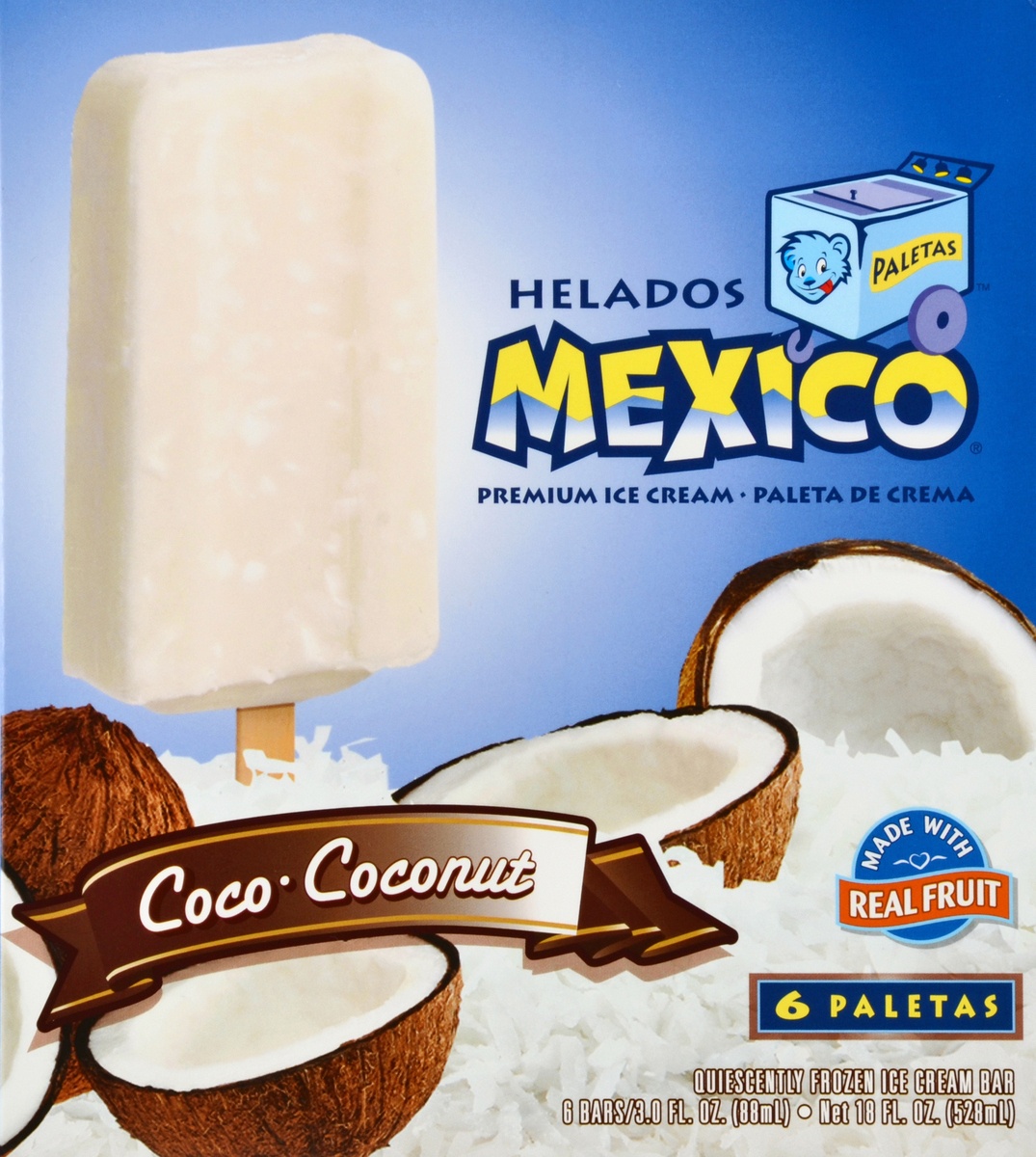 slide 4 of 4, Helados Mexico Coconut Ice Cream Bars, 6 ct; 3 oz