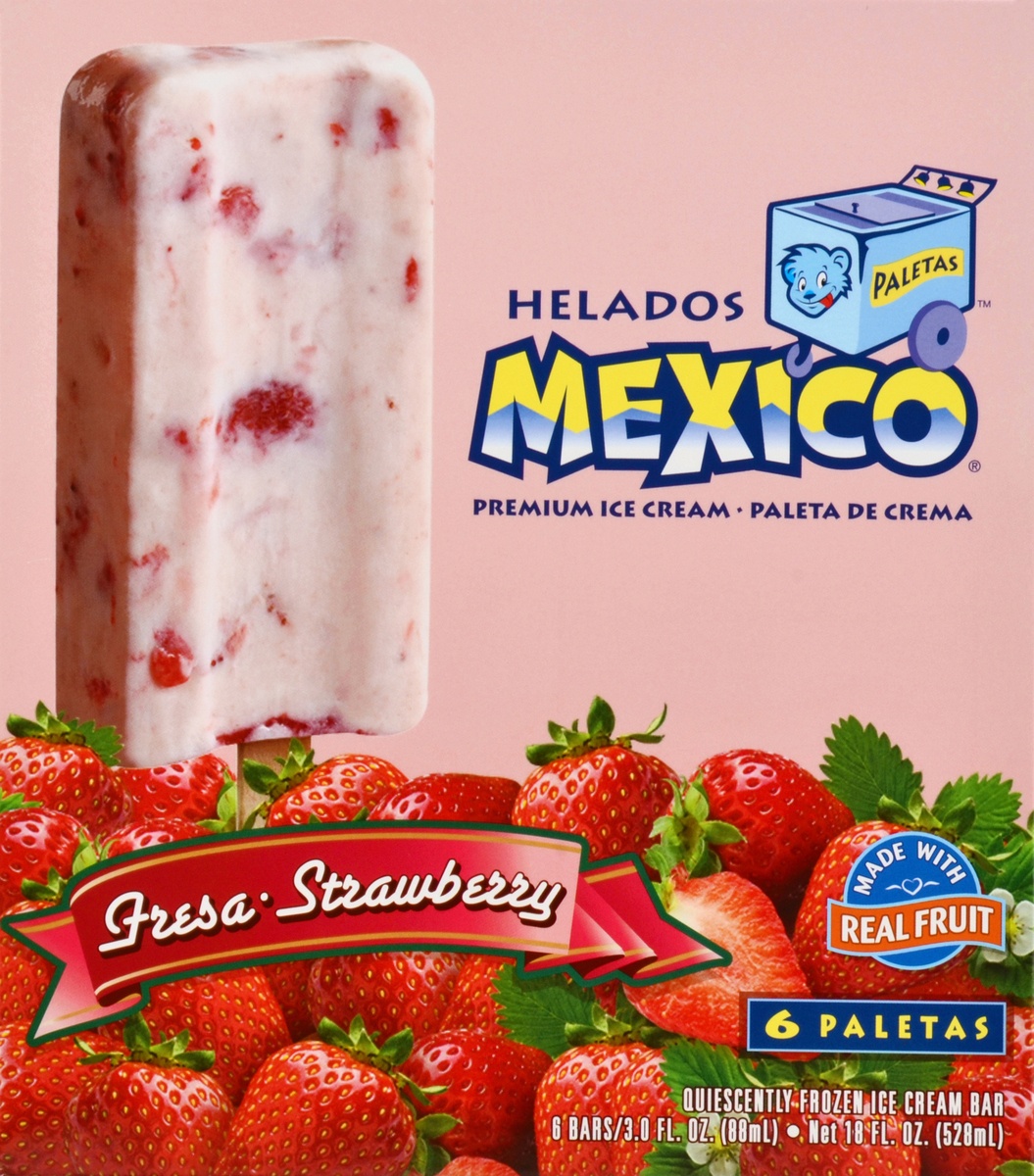 slide 4 of 4, Helados Mexico Strawberry Ice Cream Bars, 6 ct; 3 fl oz