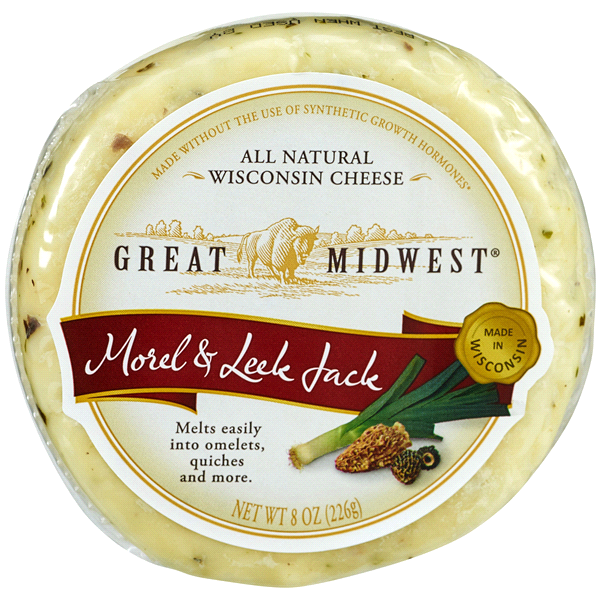 slide 1 of 1, Great Midwest Morel & Leek Jack Wisconsin Artisan Cheese, 8 oz