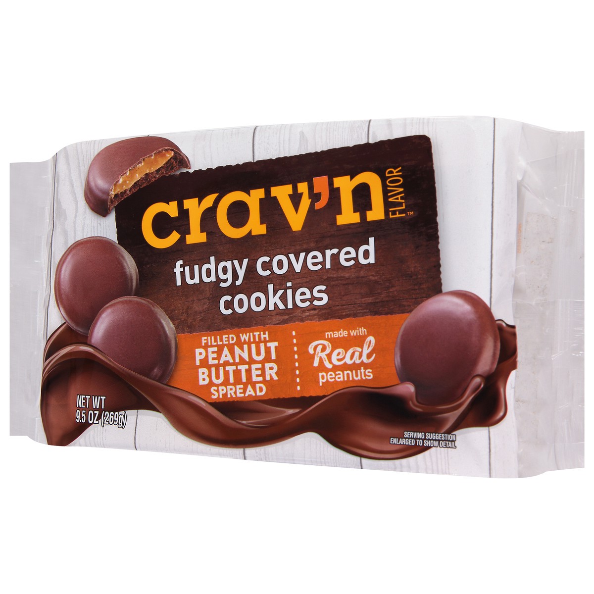 slide 10 of 19, Crav'n Flavor Fudgy Covered Peanut Butter Cookies 9.5 oz, 9.5 oz