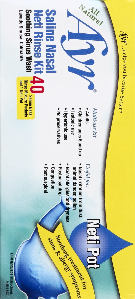 slide 2 of 4, Ayr Saline Nasal Neti Pot Kit, 40 ct