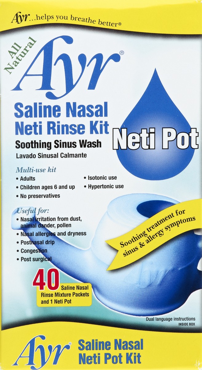 slide 4 of 4, Ayr Saline Nasal Neti Pot Kit, 40 ct