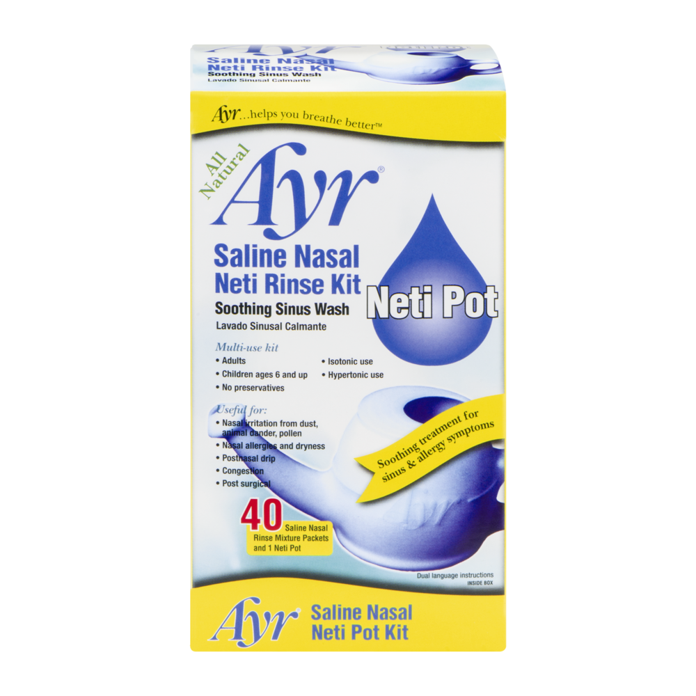 slide 1 of 4, Ayr Saline Nasal Neti Pot Kit, 40 ct