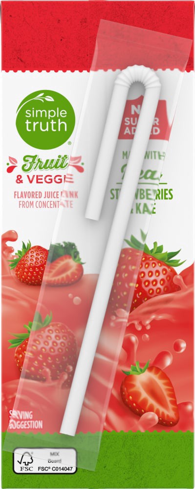 slide 1 of 4, Simple Truth Strawberry & Kale Kids Juice Boxes, 8 ct