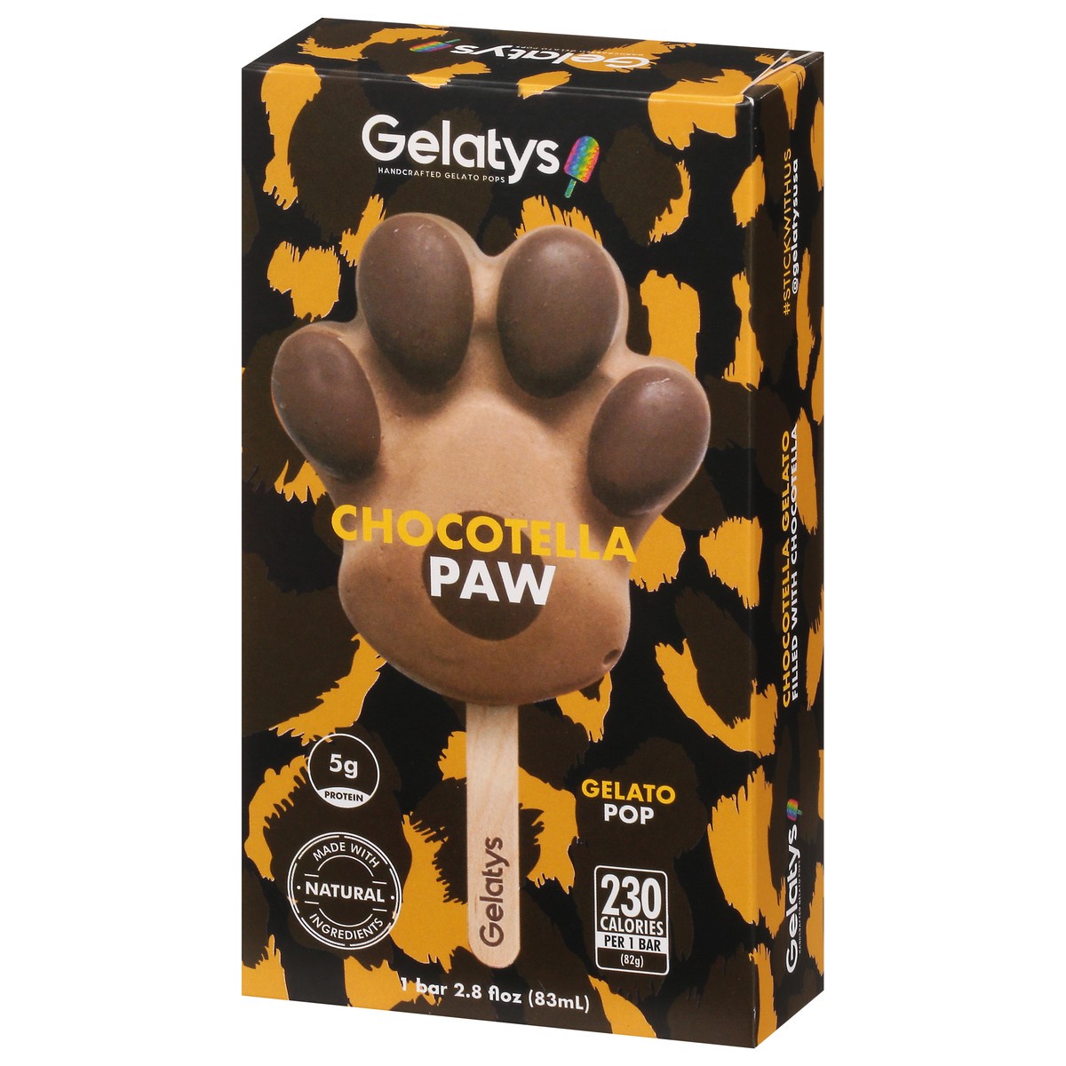 slide 2 of 10, Gelatys Handcrafted Gelato Pop - Chocotella Paw, 2.79 fl oz