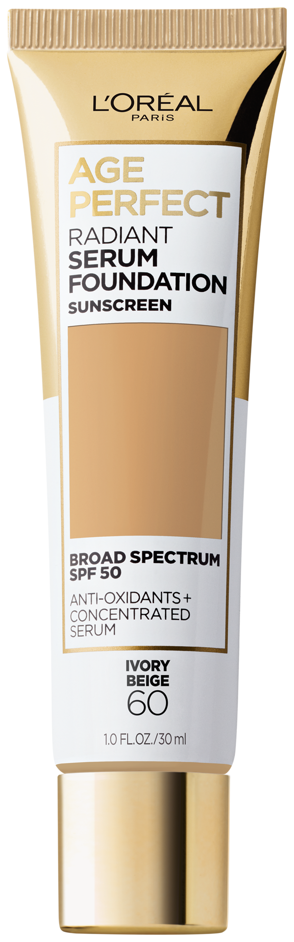 slide 1 of 7, L'Oréal Age Perfect Radiant Serum Foundation With Spf 50, Ivory Beige, 1 oz