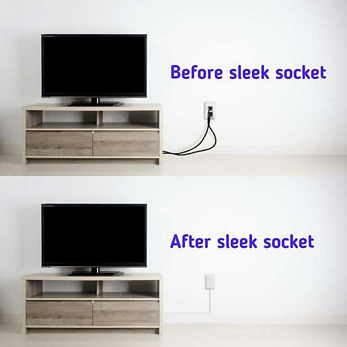 slide 2 of 6, As Seen on TV sleek socket 3-Outlet Ultra-Thin Extension Cord, 8 ft