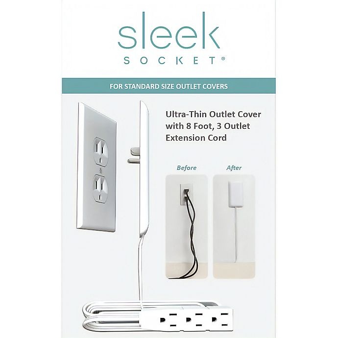 slide 3 of 6, As Seen on TV sleek socket 3-Outlet Ultra-Thin Extension Cord, 8 ft