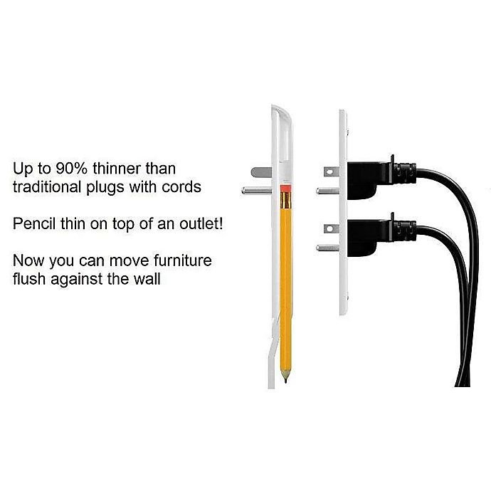 slide 4 of 6, As Seen on TV sleek socket 3-Outlet Ultra-Thin Extension Cord, 8 ft