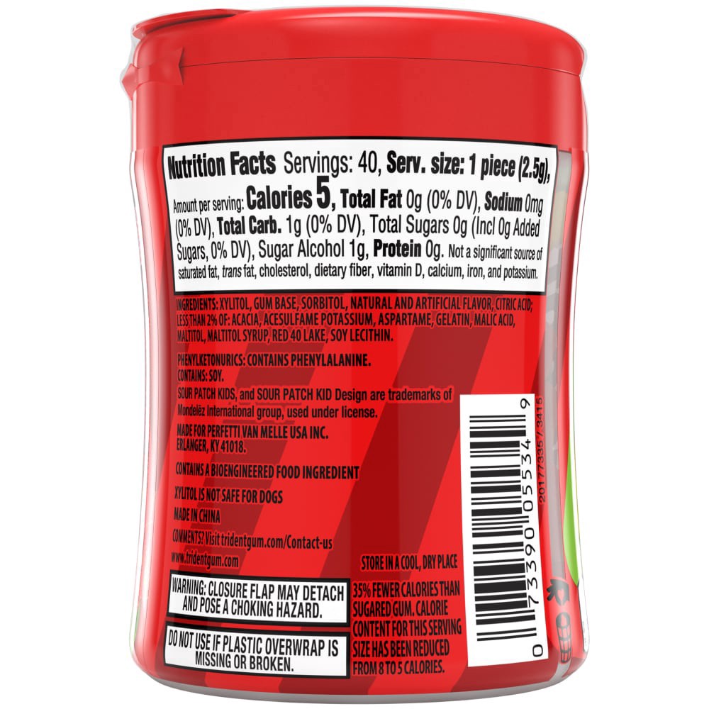 slide 3 of 3, Trident Vibes Sour Patch Kids® Redberry Sugar Free Gum, 40 ct
