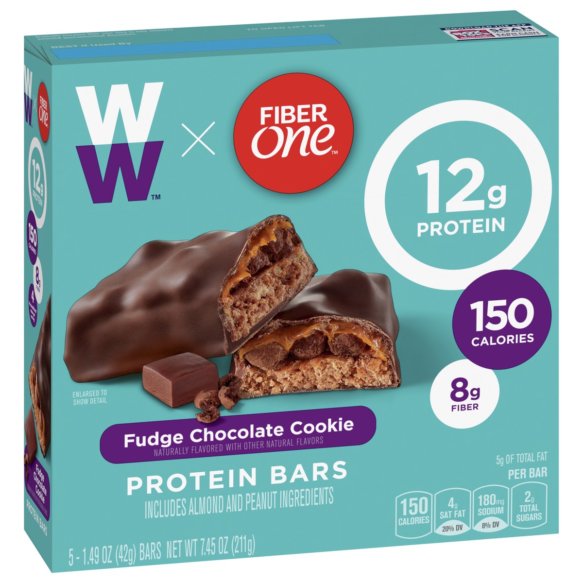 slide 7 of 9, Fiber One Weight Watchers Fudge Chocolate Cookie Protein Bars, 5 ct; 7.45 oz