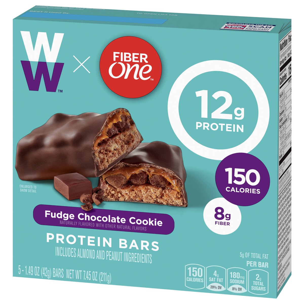 slide 8 of 9, Fiber One Weight Watchers Fudge Chocolate Cookie Protein Bars, 5 ct; 7.45 oz